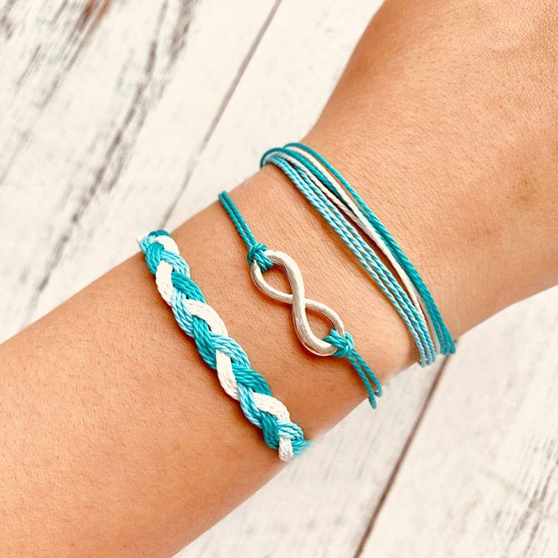 Softones VSCO String Wave Bracelets for Women Handmade Colorful Waterproof Adjustable Braided Beach Bracelet Set for Women - Image 2